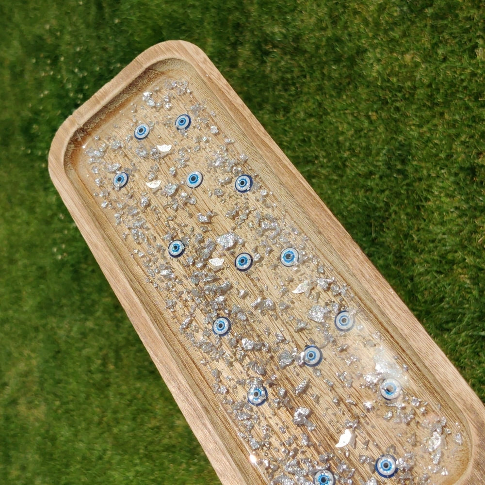 49. Wood and Handmade Resin Decorative Vessel/Tray - Picture 4 of 4